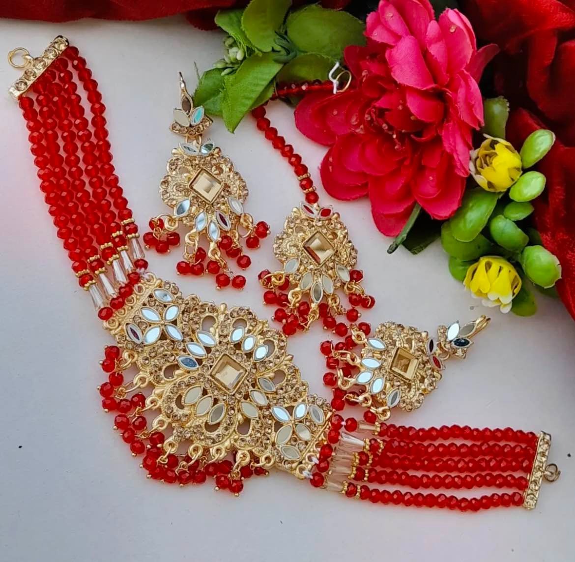 hyderabadi choker patti set with earrings