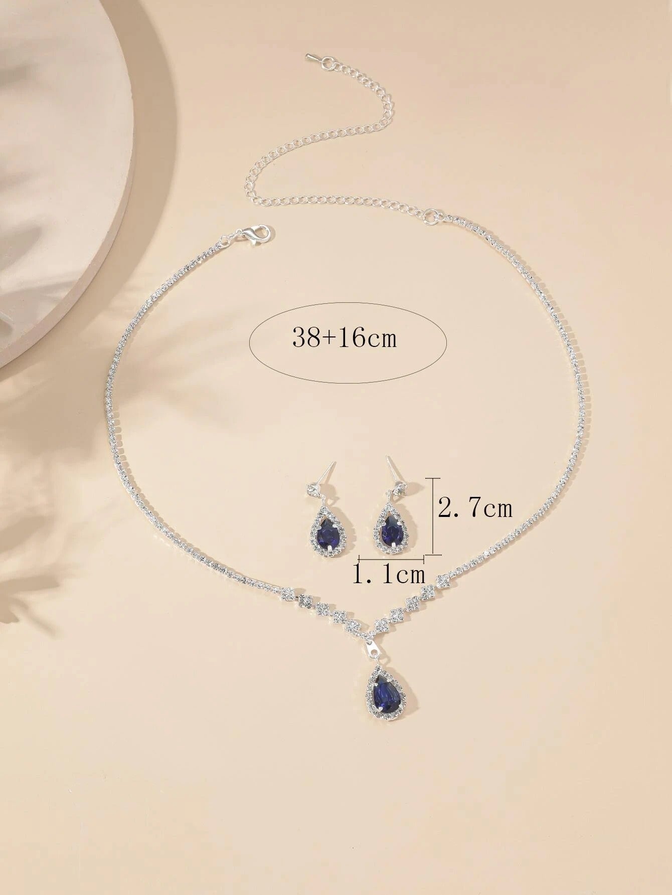 3 Wedding Season Women's Fashion Droplet Necklace and Earring Set Banquet Party Accessories 4055