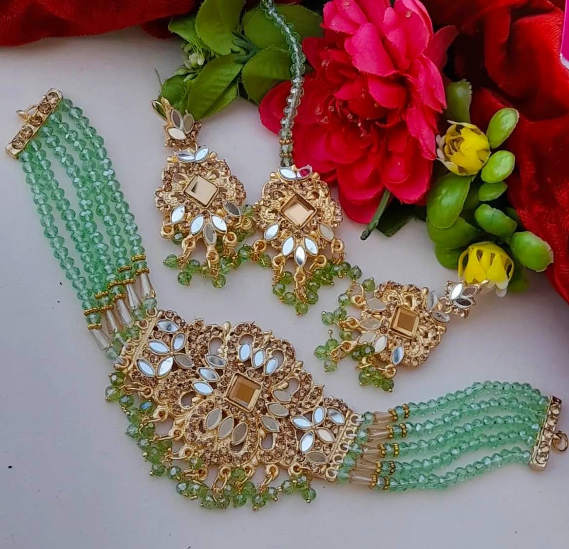 hyderabadi choker patti set with earrings