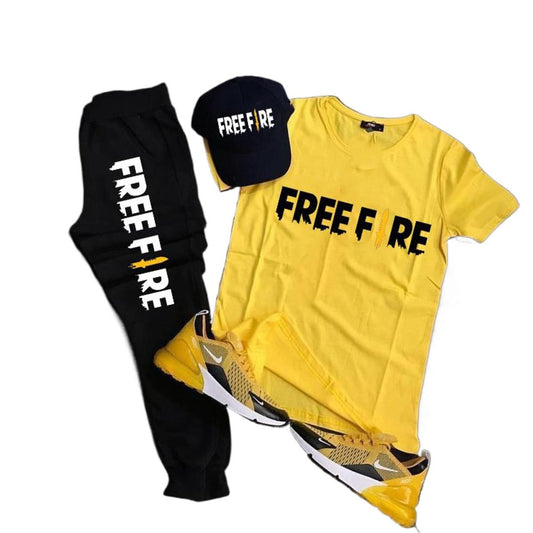 Free fire Yellow & Black Printed Tracksuit For Men & Boys