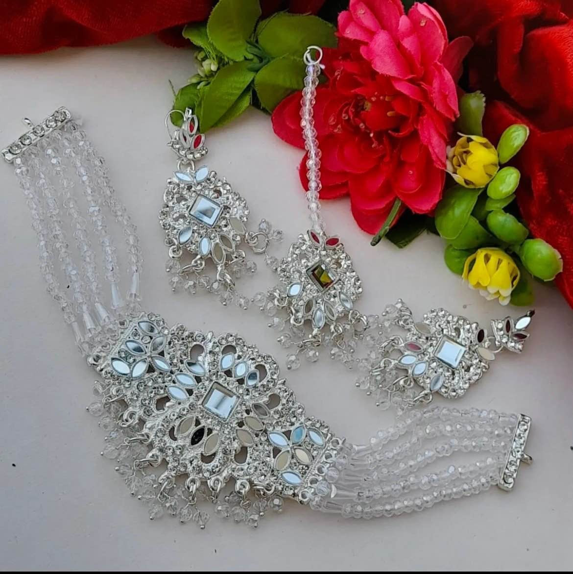 hyderabadi choker patti set with earrings
