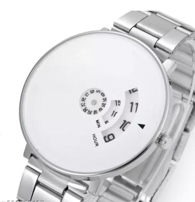 Black & White Stainless Steel Casual Watch for Man